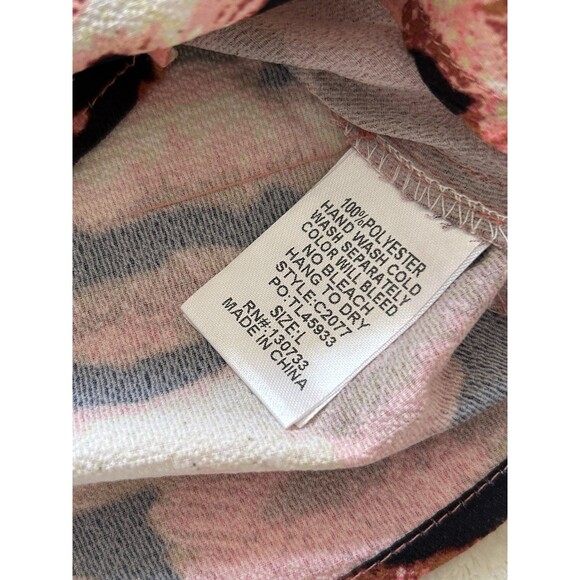 Umgee Shirt Large Button Front Relaxed Pink Black Cheetah Flowy Lightweight Boxy - Picture 10 of 10